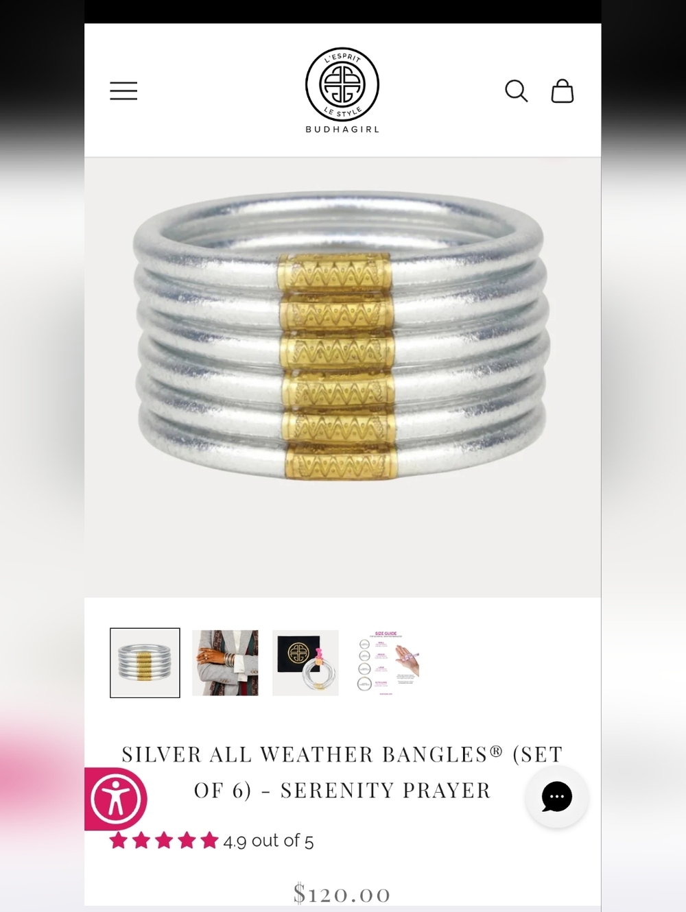 Budhagirl Silver All Weather Bangles® (Set of 6) - Serenity Prayer